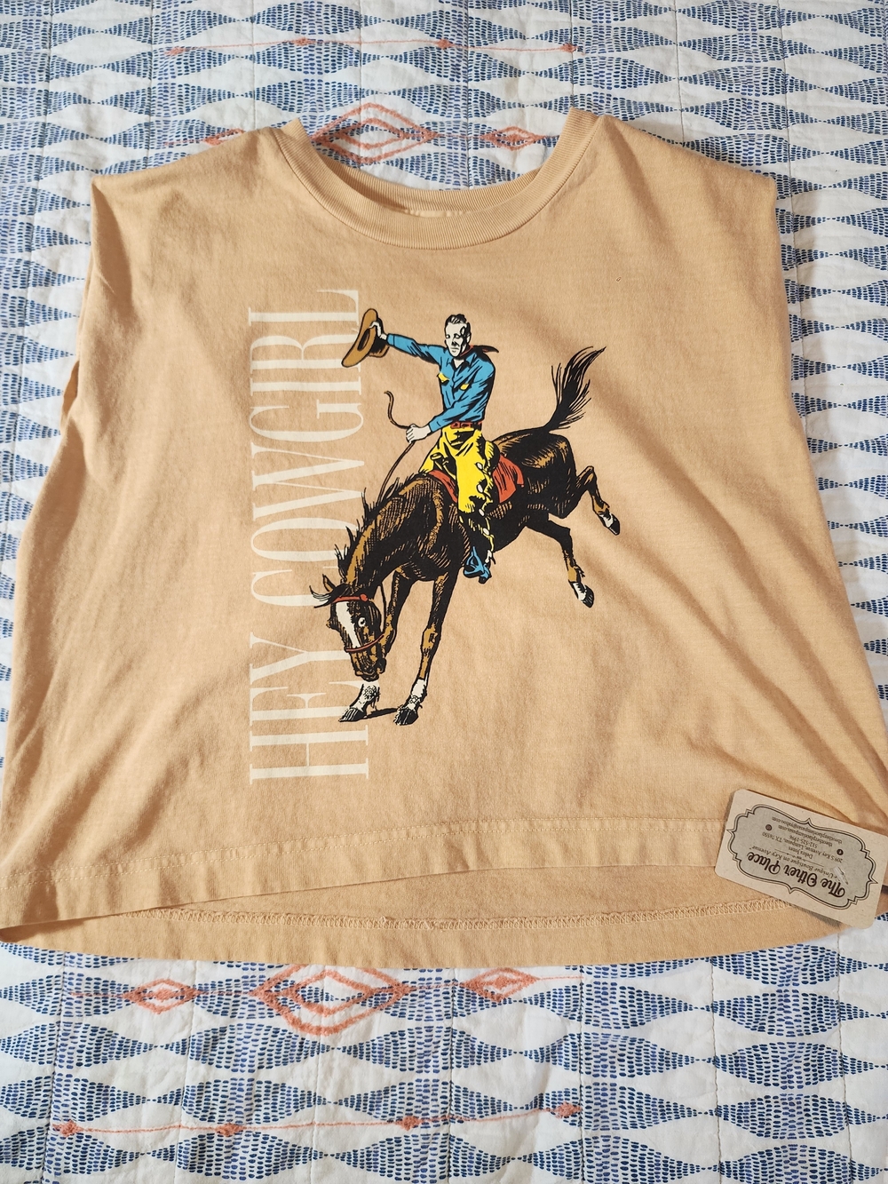 Hey Cowgirl Graphic Cropped Tee - Yellow Top NWT